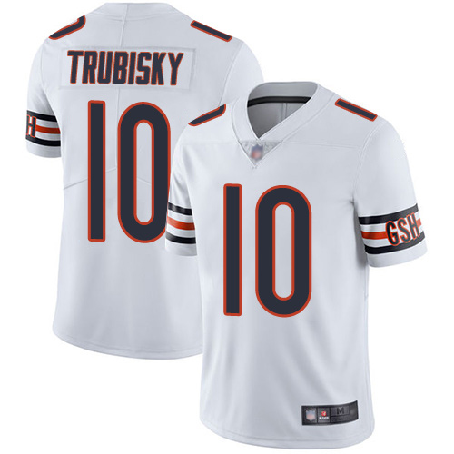 Chicago Bears Limited White Men Mitchell Trubisky Road Jersey NFL Football #10 Vapor Untouchable->women nfl jersey->Women Jersey